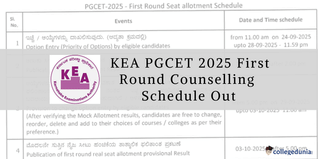 KEA PGCET 2025 First Round Counselling Schedule Out; Seat Allotment on October 4
